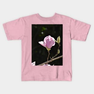 Pink Tulip Magnolia Bloom and Buds Kids T-Shirt